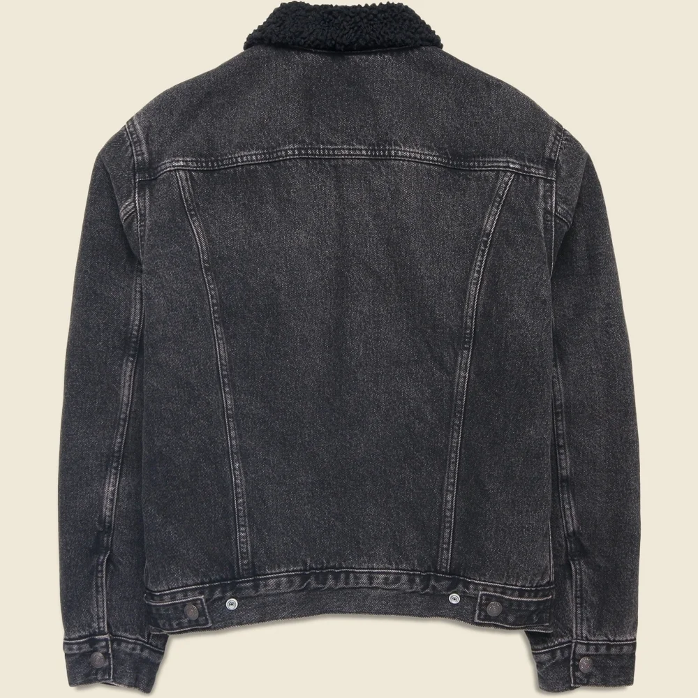 Levi's Type III black denim sherpa trucker jacket Size S NWT - Picture 2 of 4